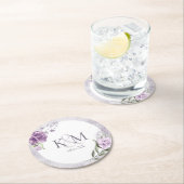 Floral Sparkle Wedding Initials Mauve ID889 Runder Pappuntersetzer (Vor Ort)