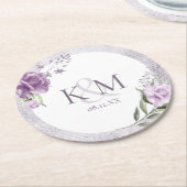 Floral Sparkle Wedding Initials Mauve ID889 Runder Pappuntersetzer (Angewinkelt)