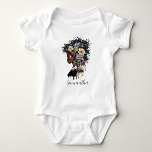 Floral Sparkling afrikanische Amerikanerin Baby Strampler