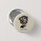 Floral Sparkling afrikanische Amerikanerin Button (Vorne & Hinten)