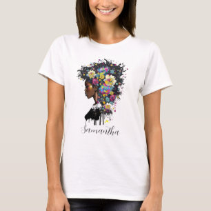 Floral Sparkling afrikanische Amerikanerin T-Shirt