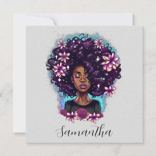 Floral Sparkling Afro Frau (Vorderseite)