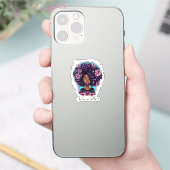 Floral Sparkling Afro Frau Aufkleber (Telefon)