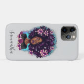 Floral Sparkling Afro Frau Case-Mate iPhone Hülle (Rückseite (Horizontal))