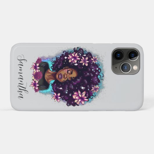 Floral Sparkling Afro Frau Case-Mate iPhone Hülle (Rückseite (Horizontal))