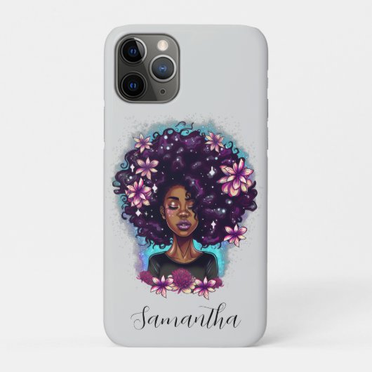 Floral Sparkling Afro Frau Case-Mate iPhone Hülle (Rückseite)