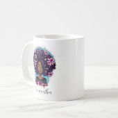 Floral Sparkling Afro Frau Kaffeetasse (Vorderseite Links)