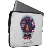 Floral Sparkling Afro Frau Laptopschutzhülle (Vorne Rechts)