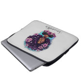 Floral Sparkling Afro Frau Laptopschutzhülle (Vorne Knopf)