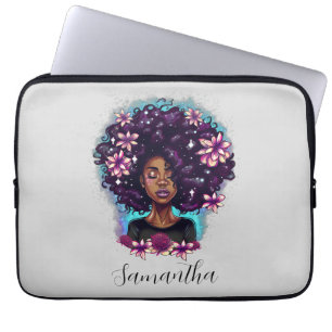 Floral Sparkling Afro Frau Laptopschutzhülle