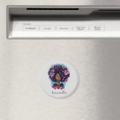Floral Sparkling Afro Frau Magnet (In Situ (Geschirrspüler))