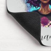 Floral Sparkling Afro Frau Mousepad (Ecke)