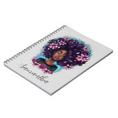 Floral Sparkling Afro Frau Notizblock (Linke Seite)