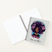 Floral Sparkling Afro Frau Notizblock (Innenseite)