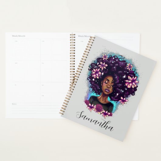 Floral Sparkling Afro Frau Planer (Anzeige)
