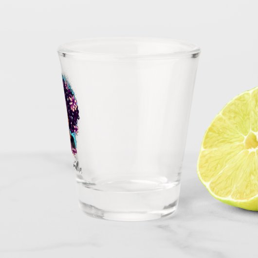 Floral Sparkling Afro Frau Schnapsglas (Rechts)