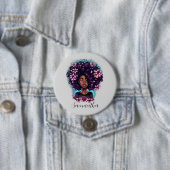 Floral Sparkling Afro Frauenschaltfläche Button (Beispiel)