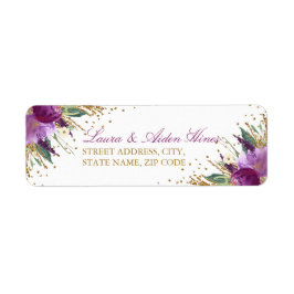 Floral Sparkling Amethyst Wedding Address Labels