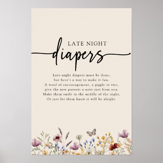 Floral spät nachts Windeln signieren Poster (Vorne)