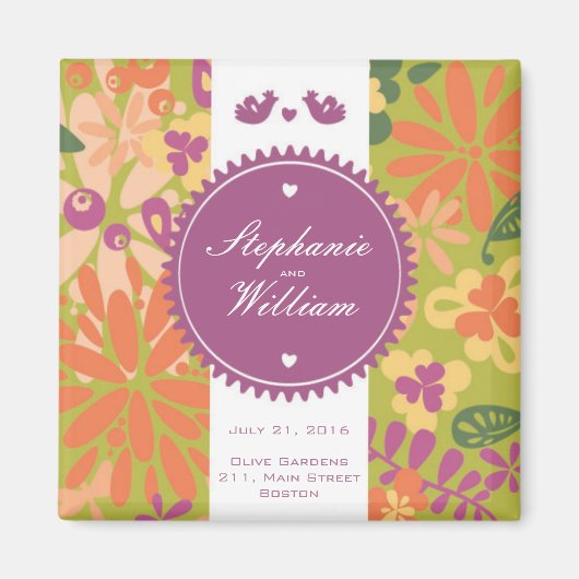 Floral Speichern Sie das Datumsfenster Magnet (Vorne)