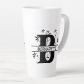 Floral Split Angepasstes Alphabet-Monogramm Letter Milchtasse (Rechte Ecke)