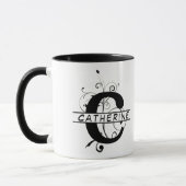 Floral Split Angepasstes Alphabet-Monogramm Letter Tasse (Links)