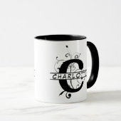 Floral Split Angepasstes Alphabet-Monogramm Letter Tasse (VorderseiteRechts)