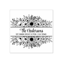 Floral Split Monogram, Blume Theme Gummistempel