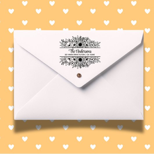 Floral Split Monogram, Blume Theme Gummistempel