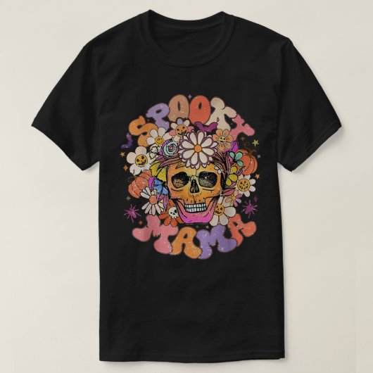 Floral Spooky Mama Retro Halloween Groovy Spooky S T-Shirt (Design vorne)