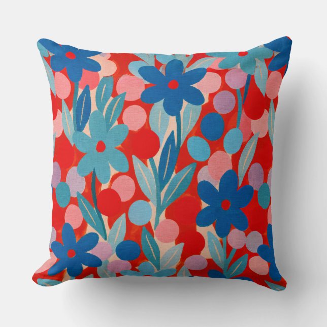 Floral Spots in red pattern Kissen (Vorderseite)