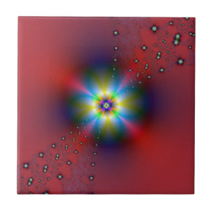 Floral Spray auf rotem Kachel