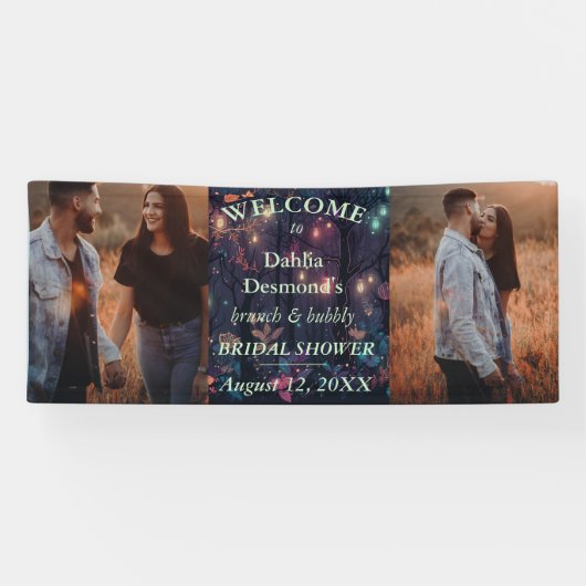 Floral Spray Brunch & Bubbly Brautparty Empfang Banner (Horizontal)