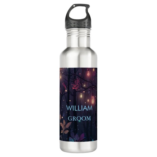 Floral Spray Fantasy Art Wedding GROOM Edelstahlflasche (Vorderseite)