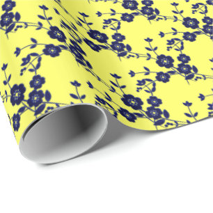 Floral Spray, Style 1-BLAU-GELB-TÜCHENGESCHENKE WR Geschenkpapier