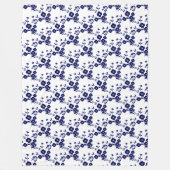 Floral Spray-Style 1-blau-weiß- Fleecedecke (Vorderseite)
