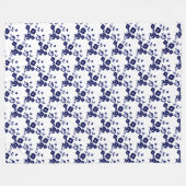 Floral Spray-Style 1-blau-weiß- Fleecedecke (Vorderseite (Horizontal))