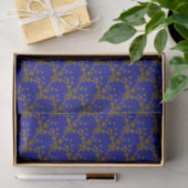 Floral Spray Style 1, Blue-Gold-2-GEWEBE PAPIER (Geschenk)