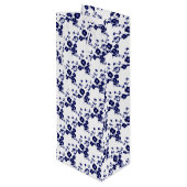 Floral Spray Style 1, Blue-White-WINE-GIFT-BAG Geschenktüte Für Weinflaschen (Rückseite Schrägansicht)