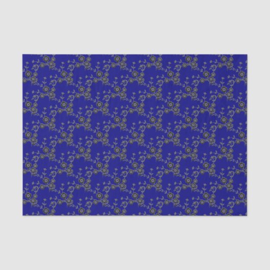 Floral Spray Style 1, Silver-Blue-TISSUE WRAP PAPE Seidenpapier (Vorderseite)