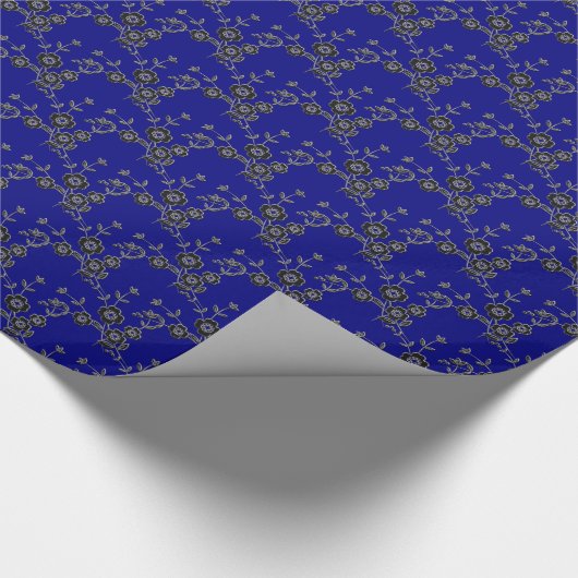 Floral Spray, Style 1-SILVER und BLUE-GIFT WRAP Geschenkpapier (Ecke)