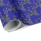 Floral Spray, Style 1-SILVER und BLUE-GIFT WRAP Geschenkpapier (Rolleneckpunkt)