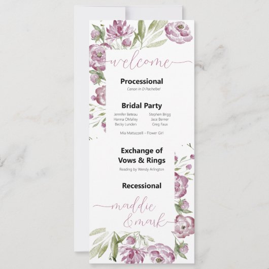 Floral Spray Wedding Program (Vorderseite)