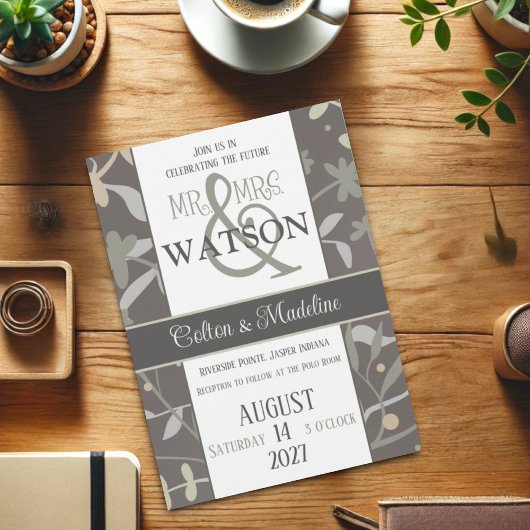 Floral Sprigs Elegante Moderne Inspirivity Wedding Einladung