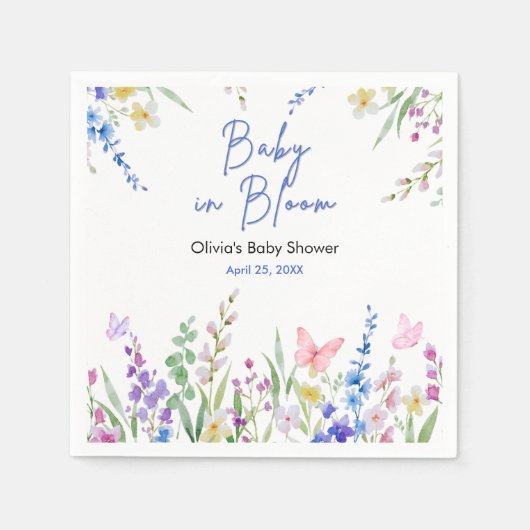 Floral Spring Baby in Bloom Baby Shower Serviette (Vorderseite)
