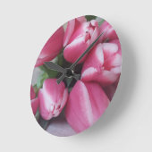 Floral Spring Bouquet of Pink Tulips, Flowers Runde Wanduhr (Winkel)