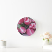Floral Spring Bouquet of Pink Tulips, Flowers Runde Wanduhr (Zuhause)