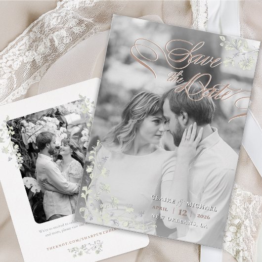 Floral Spring Chinoiserie Save the Date Einladung