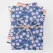 Floral Spring Colorful Stripes Geschenkpapier Set (Beispiel)