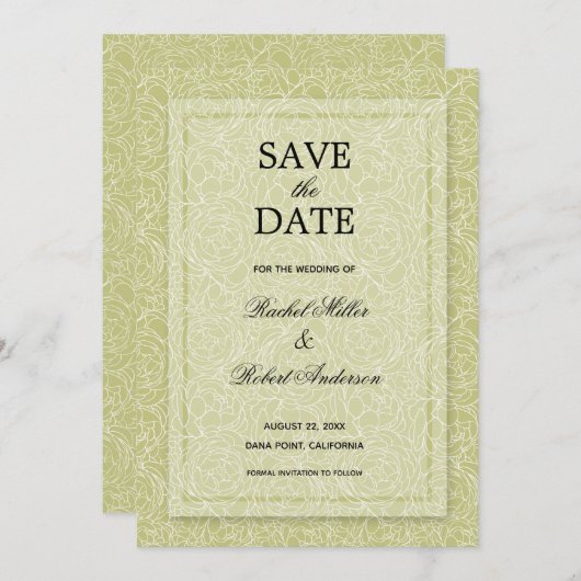 Floral Spring Green Save The Date (Vorne/Hinten)